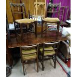 Mid 20thC dining table together with 4 oak Gothic style dining chairs CONDITION: