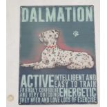 2st C metal sign 400 mm x 300 mm wide " Dalmation" active energetic needs lots of exercise