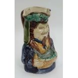 A 19thC Majolica Toby Jug in the form of a bearded,