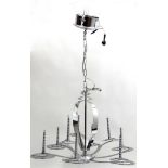 Pendant Light : a contemporary electric pendant 9 branch steel candelabra,