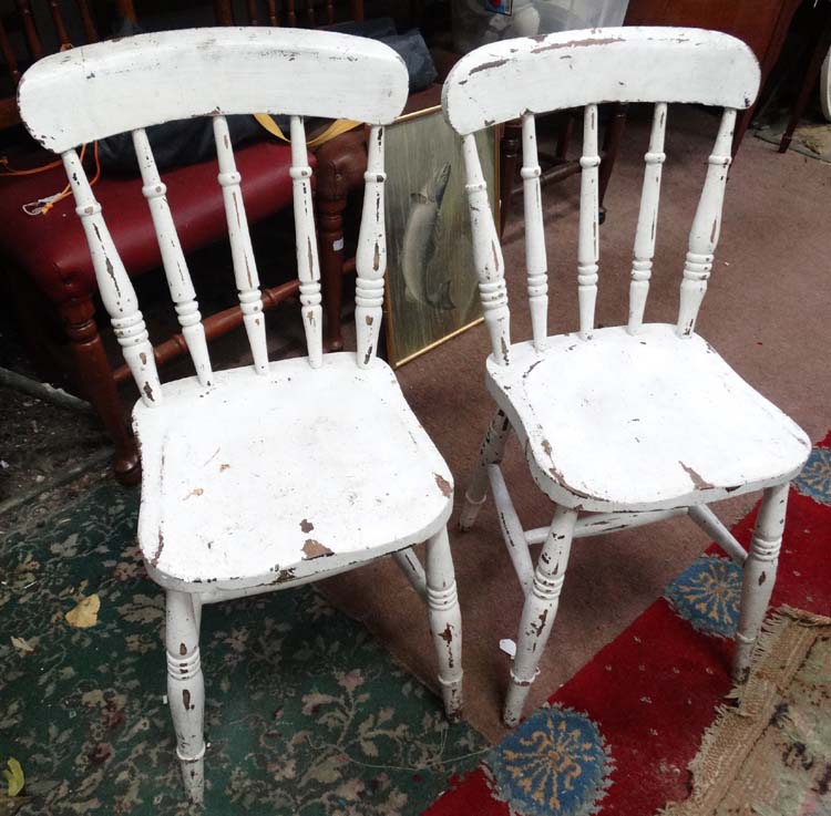 Pair of white painted kitchen chairs CONDITION: Please Note - we do not make