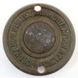 A bronze Ordnance Survey triangulation station circular boss 3 5/8" diameter This lot is being