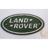 21st C painted cast metal oval sign 7" long "Land Rover" CONDITION: Please Note -