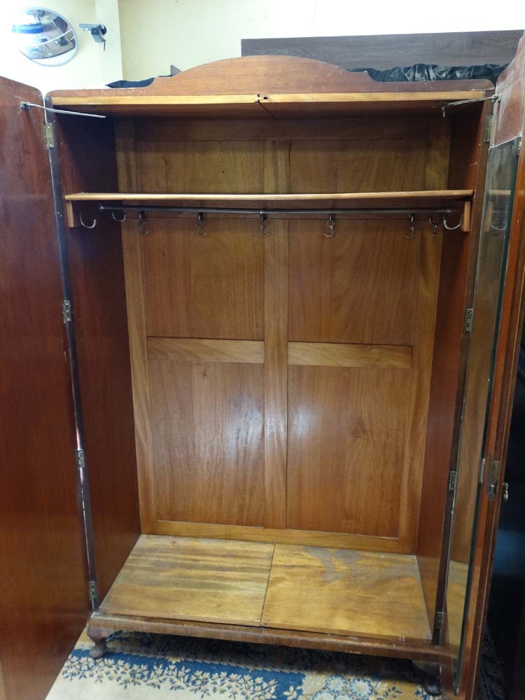 A 1950's Art Deco style quarter veneered 2 door wardrobe 77" high x 47" wide x 19 3/4" deep - Image 3 of 5