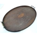 Edwardian Oval tray with inlaid shell decoration CONDITION: Please Note - we do not