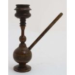 A C1900 turned wooden Arabian pipe / hookah pipe 9 1/2" high CONDITION: Please Note