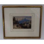 Picture of a village in a mountainous landscape in frame CONDITION: Please Note -