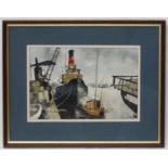 Aleph E Smith XX, Watercolour, Boats moored in Exeter Harbour, Signed lower right ,