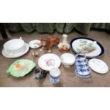 Assorted ceramics to include a Wade figurine, a Beswick leaf dish, Pallissy vase,