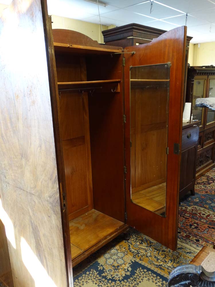 A 1950's Art Deco style quarter veneered 2 door wardrobe 77" high x 47" wide x 19 3/4" deep - Image 4 of 5