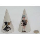 Two conical sugar shakers CONDITION: Please Note - we do not make reference to the
