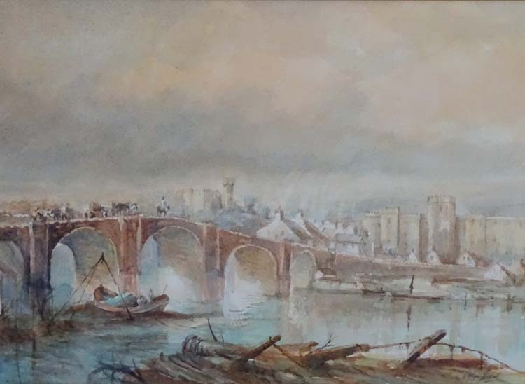 A Glynn Heard XX, Watercolour, ' Canton Bridge , Cardiff (1795) '( after JMW Turner ), - Image 4 of 5