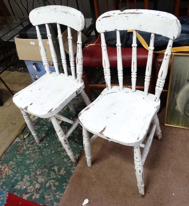 Pair of white painted kitchen chairs CONDITION: Please Note - we do not make - Image 2 of 2