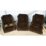 3 brown retro armchairs CONDITION: Please Note - we do not make reference to the