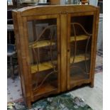 Art Nouveau walnut glazed display cabinet / bookcase CONDITION: Please Note - we