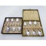 A set of 6 silver plated Apostle teaspoons , cased, together with another also cased.