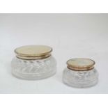 2 graduated cut glass dressing table pots CONDITION: Please Note - we do not make