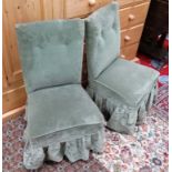 Pair of green upholstered nursing chairs CONDITION: Please Note - we do not make