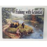 21st C Metal sign 11 3/4" x 15 3/4" wide "Fishing with Grandad" CONDITION: Please