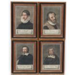 Early - mid XVIII coloured Italian engravings,