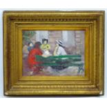 Early - Mid French Impressionist School, Oil on canvas board, The Green bench,