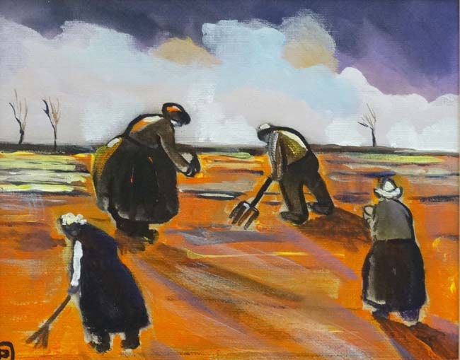Peter McPartlin late XX, Oil on canvas , x 3, Peasants Planting 8 x 10" 2007, - Image 3 of 11