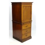 A late 19thC mahogany safe cabinet, the cupboard top over a brushing slide with 3 drawers under.