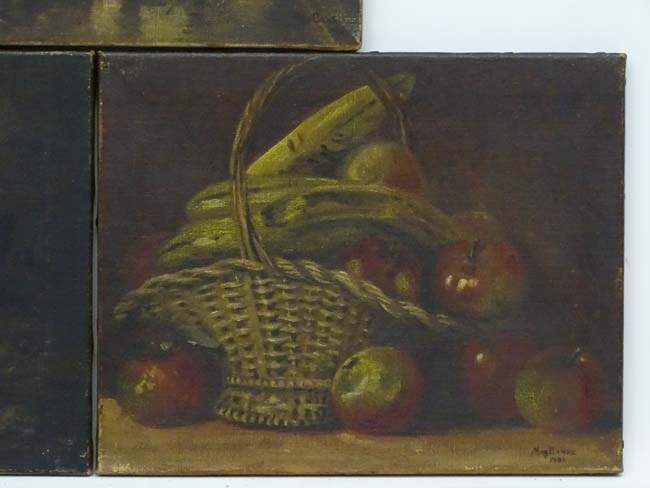 May Banks 1891, Oil on canvas , three, Still lives , ; basket of fruit , - Image 3 of 7