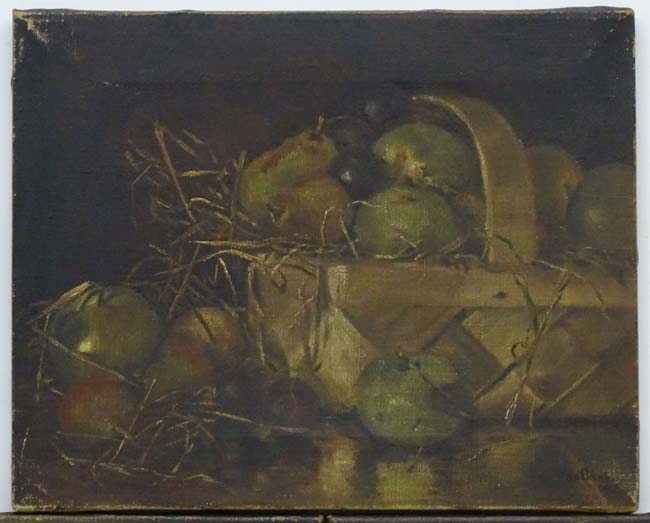 May Banks 1891, Oil on canvas , three, Still lives , ; basket of fruit , - Image 5 of 7