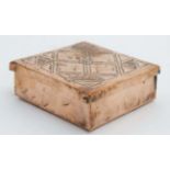 Decorative metalware : An Arts and crafts copper table snuff box with hinged lid and punch work