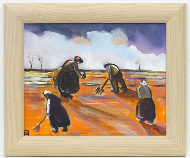 Peter McPartlin late XX, Oil on canvas , x 3, Peasants Planting 8 x 10" 2007, - Image 11 of 11