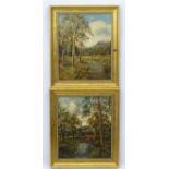 A pair of oil paintings on board (2), Manner of S.Y.