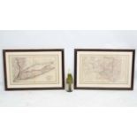 Maps: A pair of 19th century framed topographical maps of the State of New York,