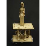 Napoleonic Prisoner of War : Norman Cross - a carved bone automaton Spinning Jenny , c1810. .