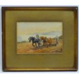Mabel Amber Kingwell (XIX-XX), Watercolour, 3 heavy horses working in a field,
