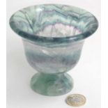 A hardstone Blue John style pedestal bowl 2" high 3 1/4" high CONDITION: Please