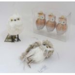 Christmas Decorations : a box of 3 highland myths shatterproof Owl baubles,
