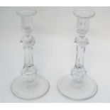 A pair of cut glass candlesticks Approx 10 3/4" high CONDITION: Please Note - we