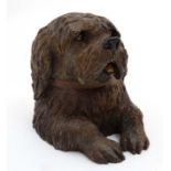 A 21stC hand painted cast bronze novelty inkwell in the form of a Shaggy Dog 4 3/4" high