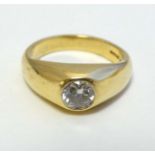 An 18ct gold large ring set with diamond to centre.