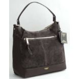 A new Osprey London 'Canterbury Hobo' Nappa/Suede bag in Chocolate colour, 15'' wide,