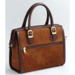 A Rossi & Caruso cow leather and suede structured handbag in tan/brown colour, 10'' tall,