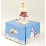 A John Beswick 'the Snowman' hand painted ceramic figurine, model 'Snowman in kilt jigging',