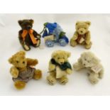 A quantity of 6 bears including Martin Hermann commemorative bear, 'Blue Bell' bear no.