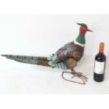 A 21st C Kreatif Kraft hand painted metal 'Pheasant' garden ornament,