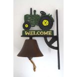 A painted cast metal 'Tractor' door bell.