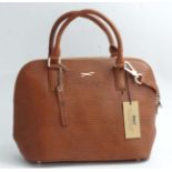 A new Paul Costelloe 'The Bughatti' leather bag in tan colour, with detachable strap, 14 1/2'' wide,