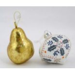 Christmas Decorations : Two Christmas tree baubles,