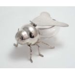 A glass and silver plate novelty honey pot formed as a bee.