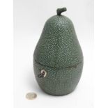 A novelty pear shaped tea caddy with shagreen style covering. 21st C.
